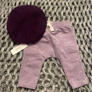 Purple cotton on 3-6 months, purple beret hat o/s